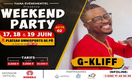 G. kliff represented Ghana as he performed at weekend party in Burkina Faso