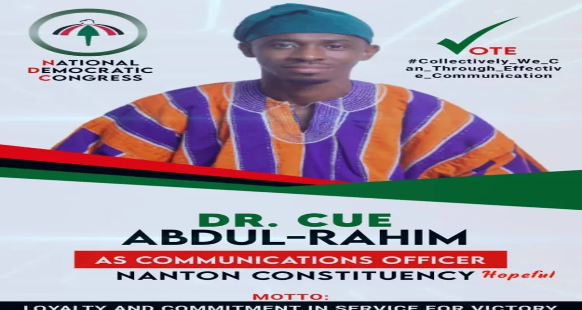 Dr. Cue Abdul Rahim declared his intention to run for NDC Communications Officer in the Nanton District.