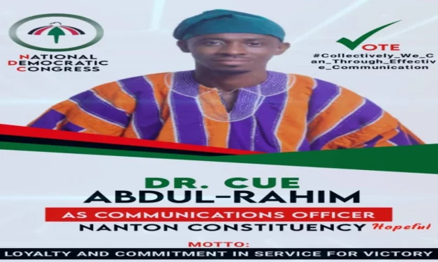 Dr. Cue Abdul Rahim declared his intention to run for NDC Communications Officer in the Nanton District.