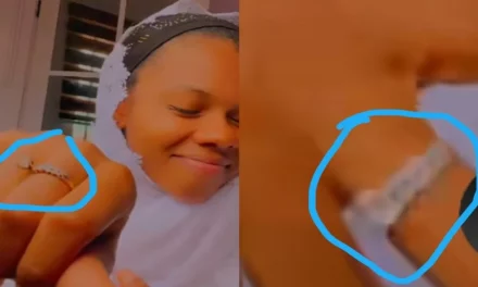 Video: Fancy Gadam Wife Flaunts Her Diamond Engagement Ring Online As She Sent Out A Message To Girls After Her Husband.