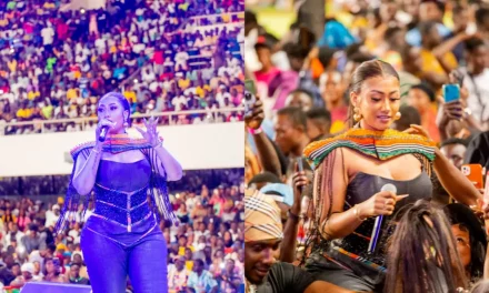 [Watch] Hajia4Reall causes a stir on stage as she jiggles her goodies during her performance at Fancy’s 10th anniversary
