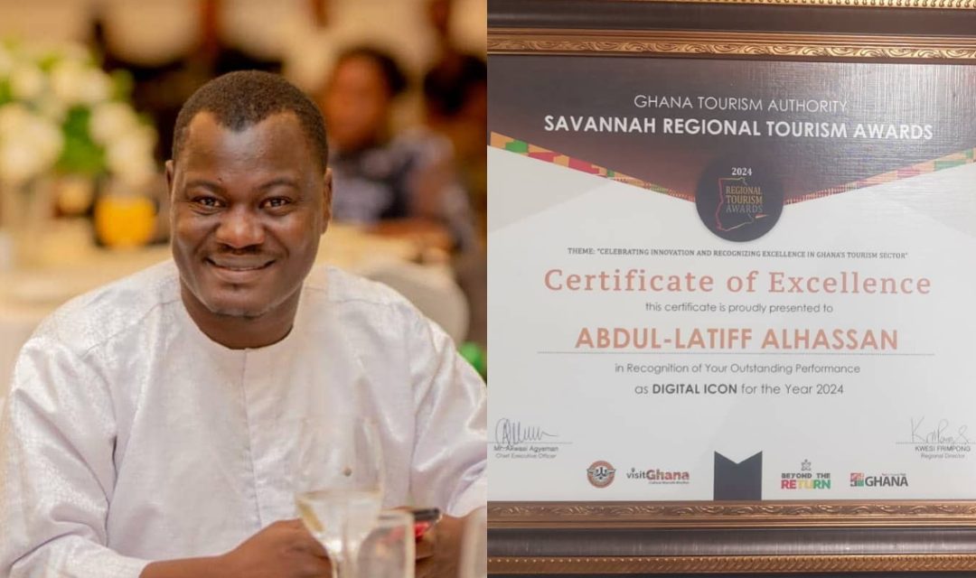 .Abdul-Latif Alhassan (Mr Sensational GH) Honoured as Digital Icon of the Year 2024 at Savannah Regional Tourism Awards.