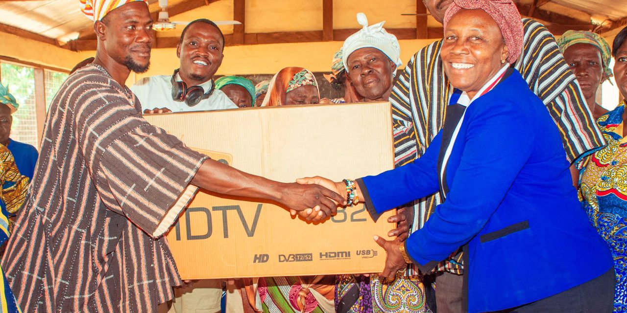 Director Anas Supports Gambaga Witches Camp with a Brand-New TV.