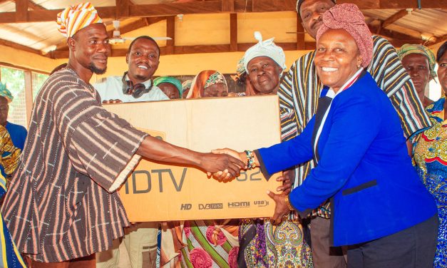 Director Anas Supports Gambaga Witches Camp with a Brand-New TV.