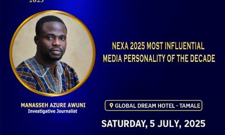 Manasseh Azure Awuni, is set to be honoured with the “Most Influential Media Personality of the Decade” award at the upcoming Northern Excellence Awards.