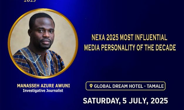 Manasseh Azure Awuni, is set to be honoured with the “Most Influential Media Personality of the Decade” award at the upcoming Northern Excellence Awards.