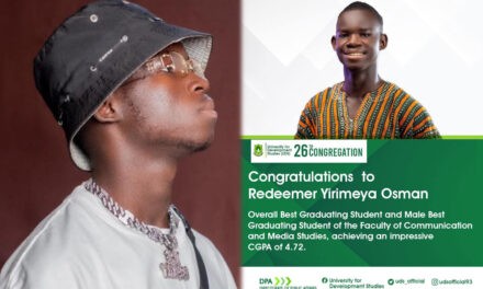 UDS Honours Rising Music Star Osman Redeemer Yirimeya Osman as Best Graduating Student