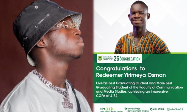 UDS Honours Rising Music Star Osman Redeemer Yirimeya Osman as Best Graduating Student